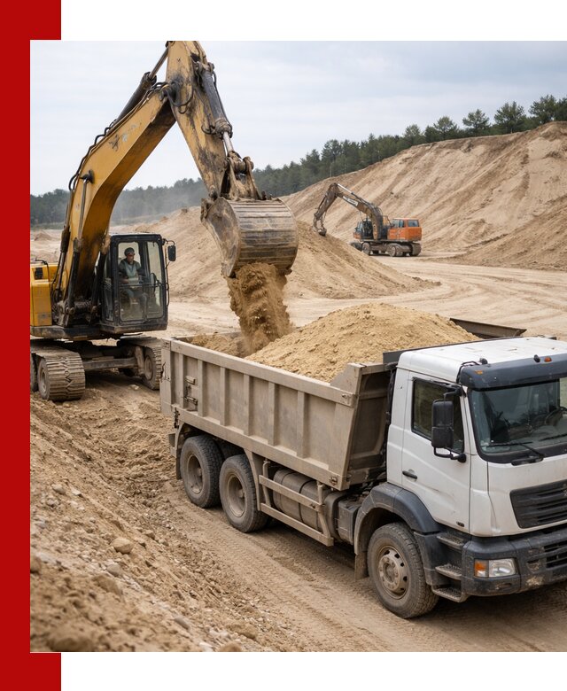 Доставка карьерного песка с самосвалами и разгрузкой в Слободской