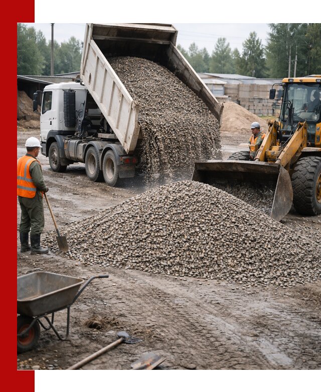 Мытый гравий с доставкой в Слободской от карьера до участка