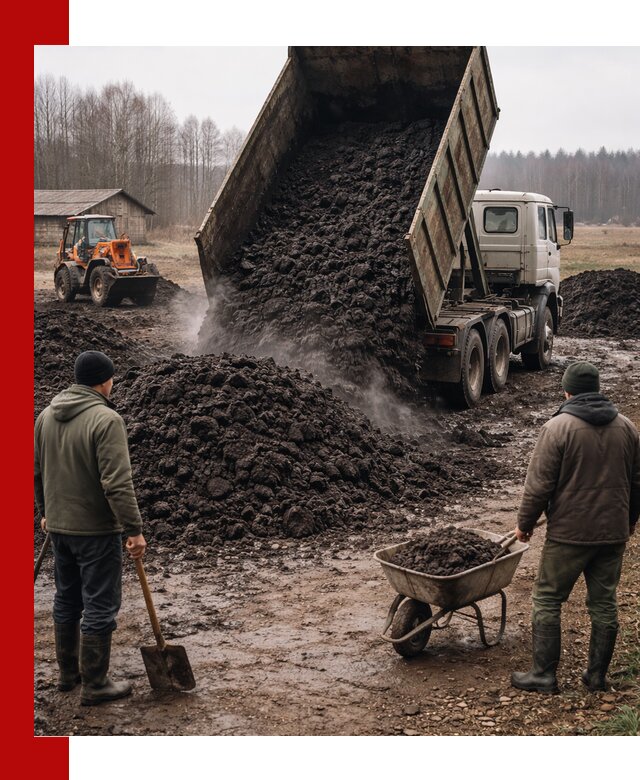 Доставка низинного торфа с разгрузкой и доставкой в Слободской