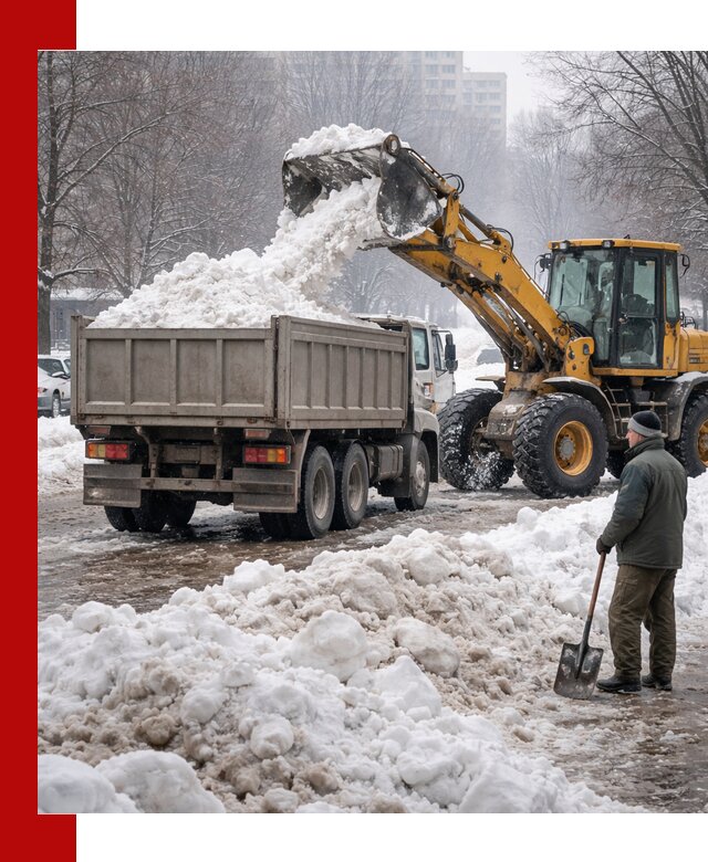 Вывоз снега грузовой техникой в Слободской оперативно и чисто