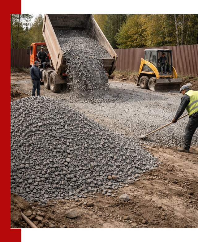 Отсыпка участка щебнем с доставкой и уплотнением в Слободской